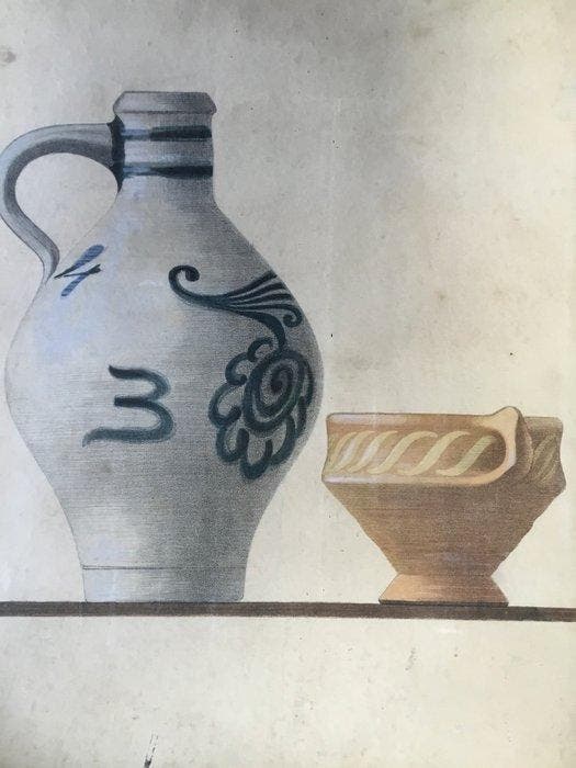 H ten Brink , Meppel - Oude schoolplaat “ Keulsch Kruikje en, Antiek en Kunst, Curiosa en Brocante