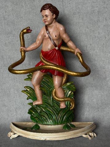 Statue, XL Hercules en slang paraplubak 54 cm - 54 cm -