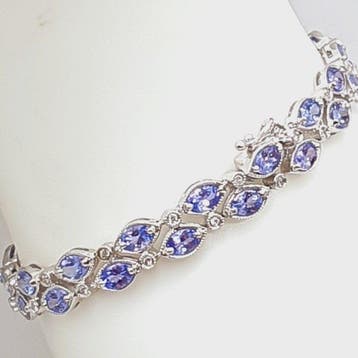 Bracelet - 18 carats Or blanc - 7.76ct. tw. Tanzanite -