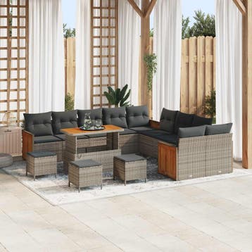 vidaXL Tuinbank Set 14 st 14-Aantal zitplaatsen Grijs, Tuin en Terras, Verzenden, Nieuw