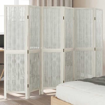 vidaXL Kamerscherm met 6 panelen massief paulowniahout wit, Verzenden
