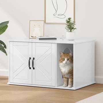 vidaXL Kattenhuis Glanzend Wit 85 x 55 x 50,5 cm Bewerkt, Verzenden