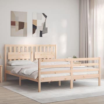 vidaXL Bedframe met hoofdbord massief hout, Verzenden, Nieuw