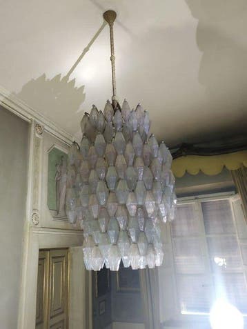 Venini - Carlo Scarpa - Lustre (3) - Verre de Murano, Laiton, Antiek en Kunst