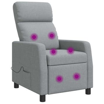 vidaXL Massage Relaxstoel Lichtgrijs Stof, Verzenden