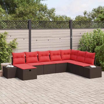 vidaXL Tuinbank Set 8 st Bruin poly rattan, Verzenden, Nieuw