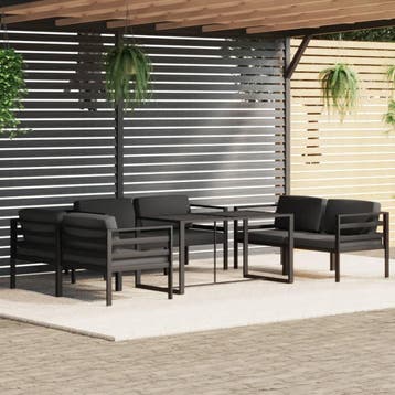 vidaXL 7-delige Loungeset met kussens aluminium, Verzenden, Loungeset