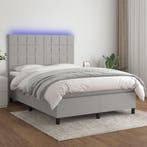 vidaXL Boxspring met matras en LED stof lichtgrijs 140x200, Verzenden, Nieuw