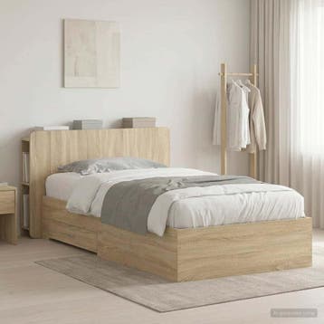 vidaXL Bedombouw met opslag Sonoma Eiken 80 x 200 cm Bewerkt, Verzenden