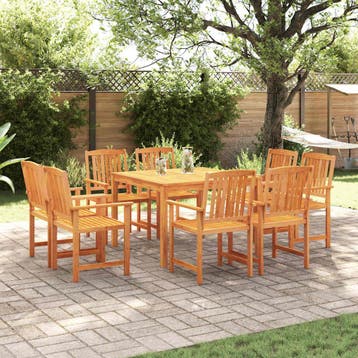 vidaXL Tuin Eettafel Set 9 st Bruin Massief Acacia Hout, Verzenden