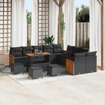 vidaXL Tuinbank Set 14 st 14-Aantal zitplaatsen Zwart, Tuin en Terras, Verzenden, Nieuw