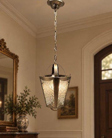 Mid-Century hallamp – structuurglas / ice glass –