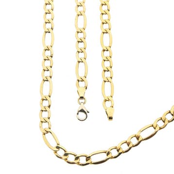 Bicolor gouden Figaro schakelketting, Handtassen en Accessoires, Kettingen, Ophalen of Verzenden, Gebruikt, Goud, Goud