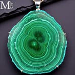 Rare tranche de stalactite de malachite - pendentif en, Collections, Minéraux & Fossiles