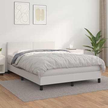 vidaXL Boxspring met matras kunstleer wit 140x200 cm, Verzenden, Nieuw