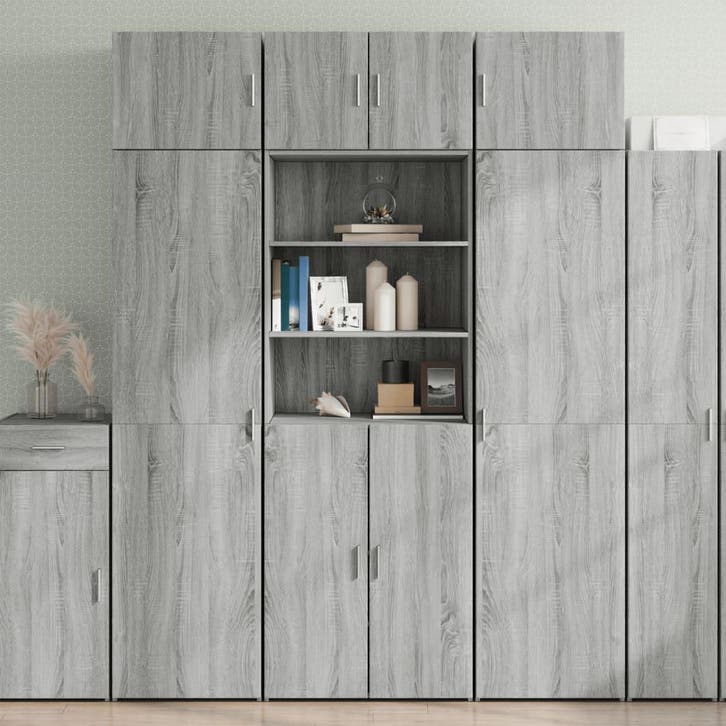 vidaXL Opbergkast 70x42,5x225 cm bewerkt hout grijs sonoma, Huis en Inrichting, Kasten | Dressoirs, Nieuw, Verzenden
