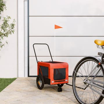vidaXL Hondenfietstrailer oxford stof en ijzer oranje en, Verzenden