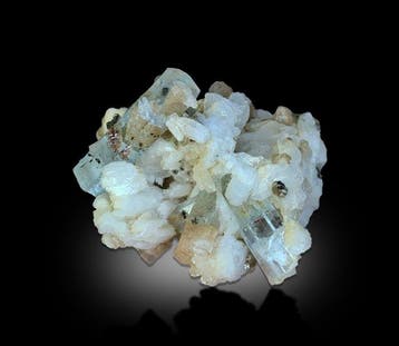 Aquamarijn met veldspaatmatrix – Blauwe beril kristalcluster
