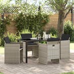 vidaXL Tuin Eettafel Set 5 pcs Lichtgrijs poly rattan, Verzenden
