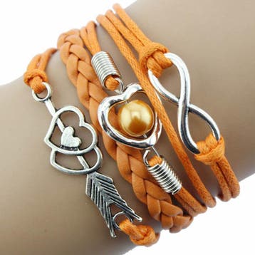 Fako Bijoux - Multi Armband - Infinity Hart Cupido - Oranje, Verzenden, Nieuw