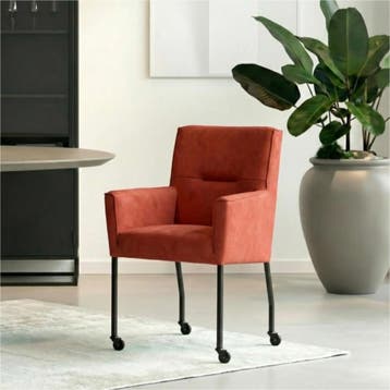 Set van 4 Leren eetkamerstoelen Lucky - Kenia Burgundy, Ophalen of Verzenden, Nieuw, Leer