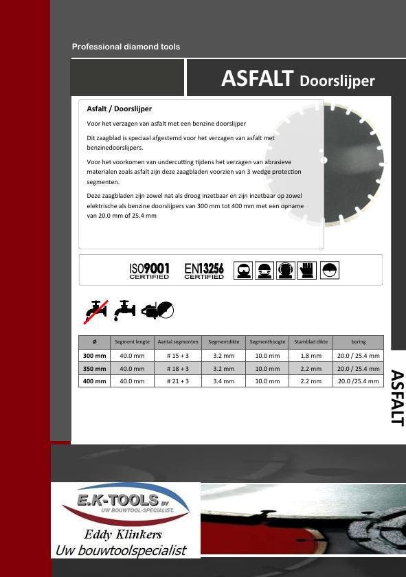 Diamantzaagblad-Asfalt - Benzinedoorslijper., Bricolage & Construction, Outillage | Pièces de machine & Accessoires, Envoi
