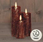 Ledkaars druipkaars brons wax 3d flame annas collection met, Nieuw