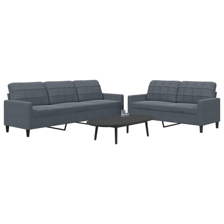 vidaXL 2-delige Loungeset met kussens fluweel donkergrijs, Huis en Inrichting, Zetels | Zetels, Nieuw, Verzenden