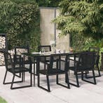 vidaXL 7-delige Tuinset PVC-rattan zwart, Verzenden, Nieuw, Tuinset