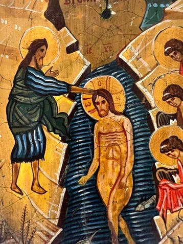 Icoon - Doop van Christus - Hout - Met de hand geschilderd -