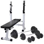 vidaXL Trainingsbank met gewichtenrek en halterset 120 kg, Sport en Fitness, Verzenden, Nieuw