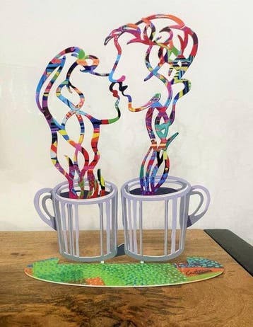 David Gerstein (1944) - sculptuur, Kiss - 28 cm - Serigrafie