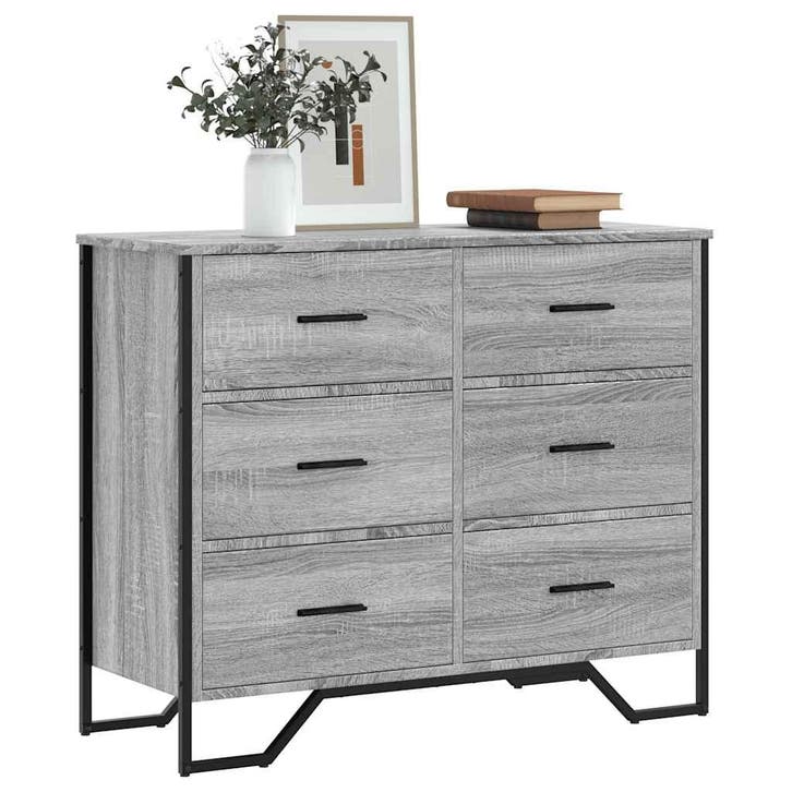 vidaXL Ladekast 91x35,5x74,5 cm bewerkt hout grijs sonoma, Huis en Inrichting, Kasten | Overige, Nieuw, Verzenden