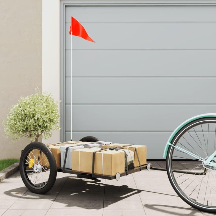 vidaXL Fietstrailer 135x68x37 cm ijzer zwart, Vélos & Vélomoteurs, Accessoires vélo | Remorques, Envoi