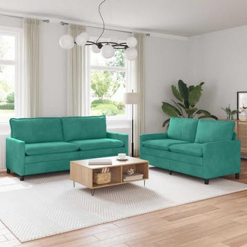 vidaXL bank / zetelstel 2 st Turquoise Fluweel, Verzenden