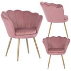 Roze Schelpstoel Comfort | Gouden Poot | Tweede Kansje OP=OP, Verzenden, Minder dan 75 cm, Nieuw, Stof