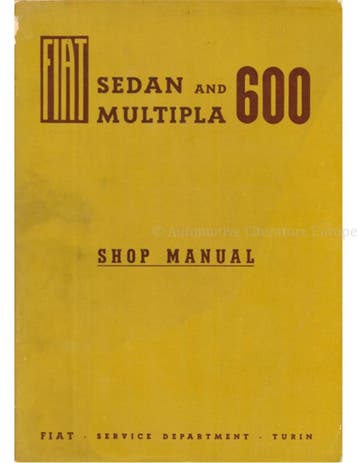 1958 FIAT 600 SEDAN & MULTIPLA WERKPLAATSHANDBOEK ENGELS, Ophalen of Verzenden