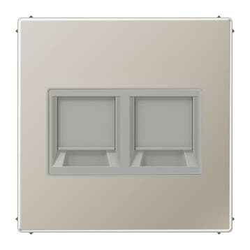 LS Serie Dubbele Modulaire Jack Afdekking RVS - ES1969-2WE, Verzenden