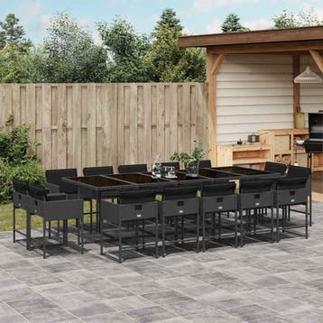 vidaXL 15-delige Tuinset met kussens poly rattan zwart, Verzenden, Nieuw, Tuinset