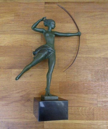 Max le Verrier - Sculpture, Atalante - 32 cm - Régule - 1930, Antiquités & Art