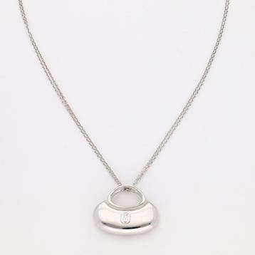 Collier - 18 carats Or blanc Diamant (Naturelle) - Saffier, Nieuw