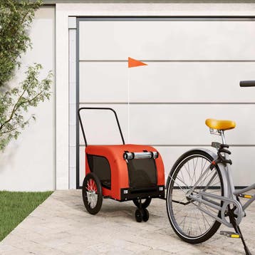 vidaXL Hondenfietstrailer oxford stof en ijzer oranje en, Verzenden