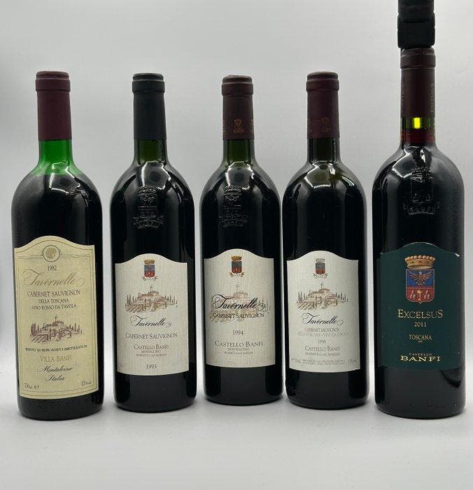 1993 , 1994, 1995 Castello Banfi, Tavernelle & 2011 Excelsus, Verzamelen, Wijnen