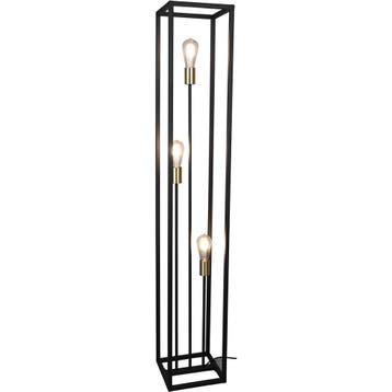 Zwarte LED Vloerlamp Trion Kandin - 3 E27 Fittingen, Vierkan, Huis en Inrichting, Lampen | Vloerlampen, Verzenden, Nieuw