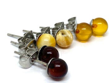 Amber oorbellen - Drievoudige set: Veelkleurige Baltische