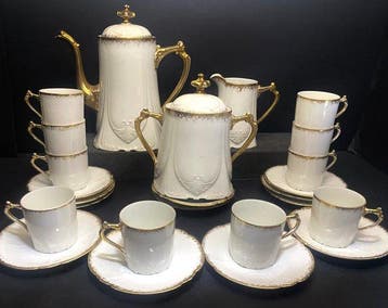 Limoges, Boisbertrand - Koffieservies - Porselein, gouden