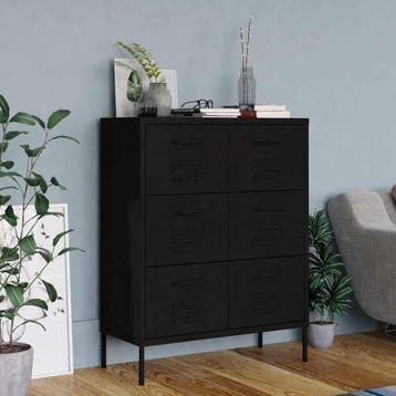 vidaXL Ladekast 80x35x101,5 cm staal zwart, Verzenden