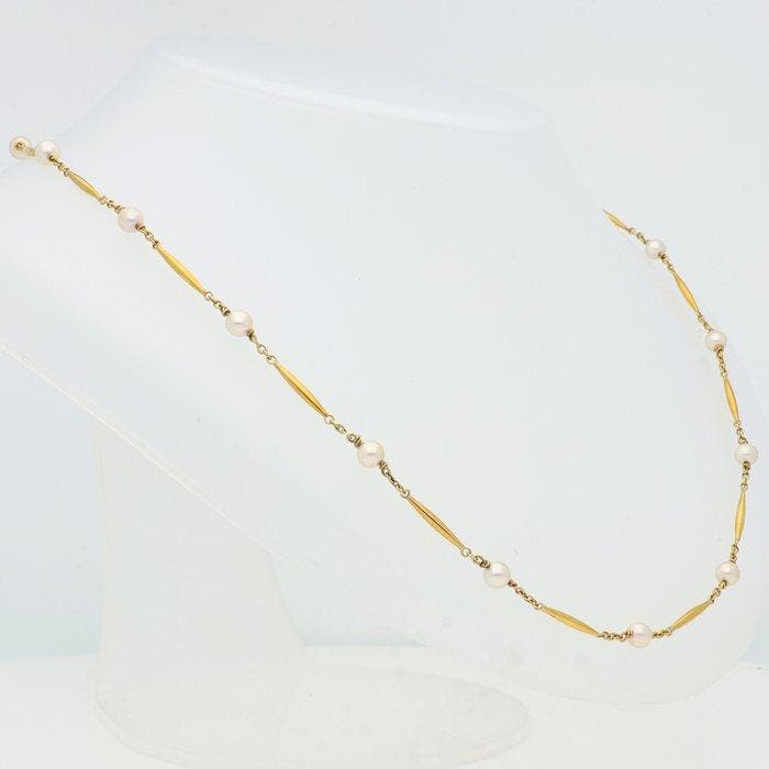 Halsketting - 18 karaat Geel goud Parel, Bijoux, Sacs & Beauté, Colliers