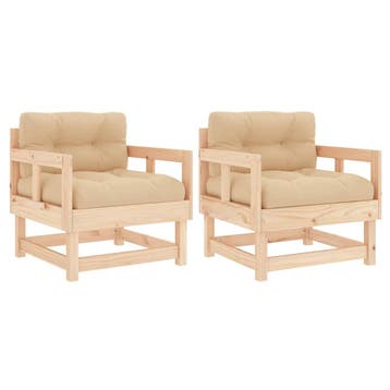 vidaXL Tuinstoelen 2 st met kussens massief grenenhout, Verzenden, Nieuw