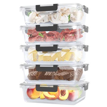 Avalo Vershoudbakjes Glas - Met Deksel - 5 Delig 1060ml, Verzenden, Nieuw